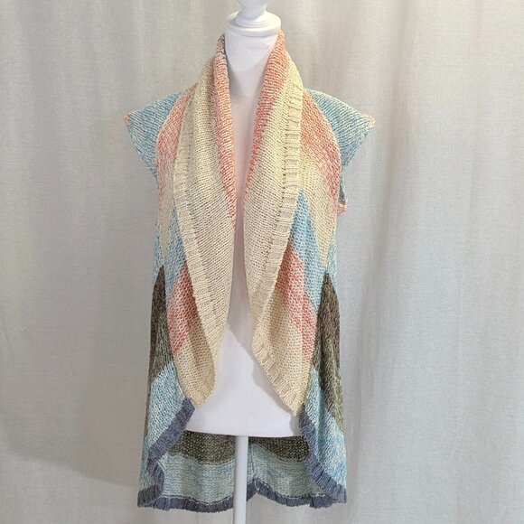 Cabi XS Cap-Sleeved Open Cardigan Striped Multicolor - Picture 1 of 11